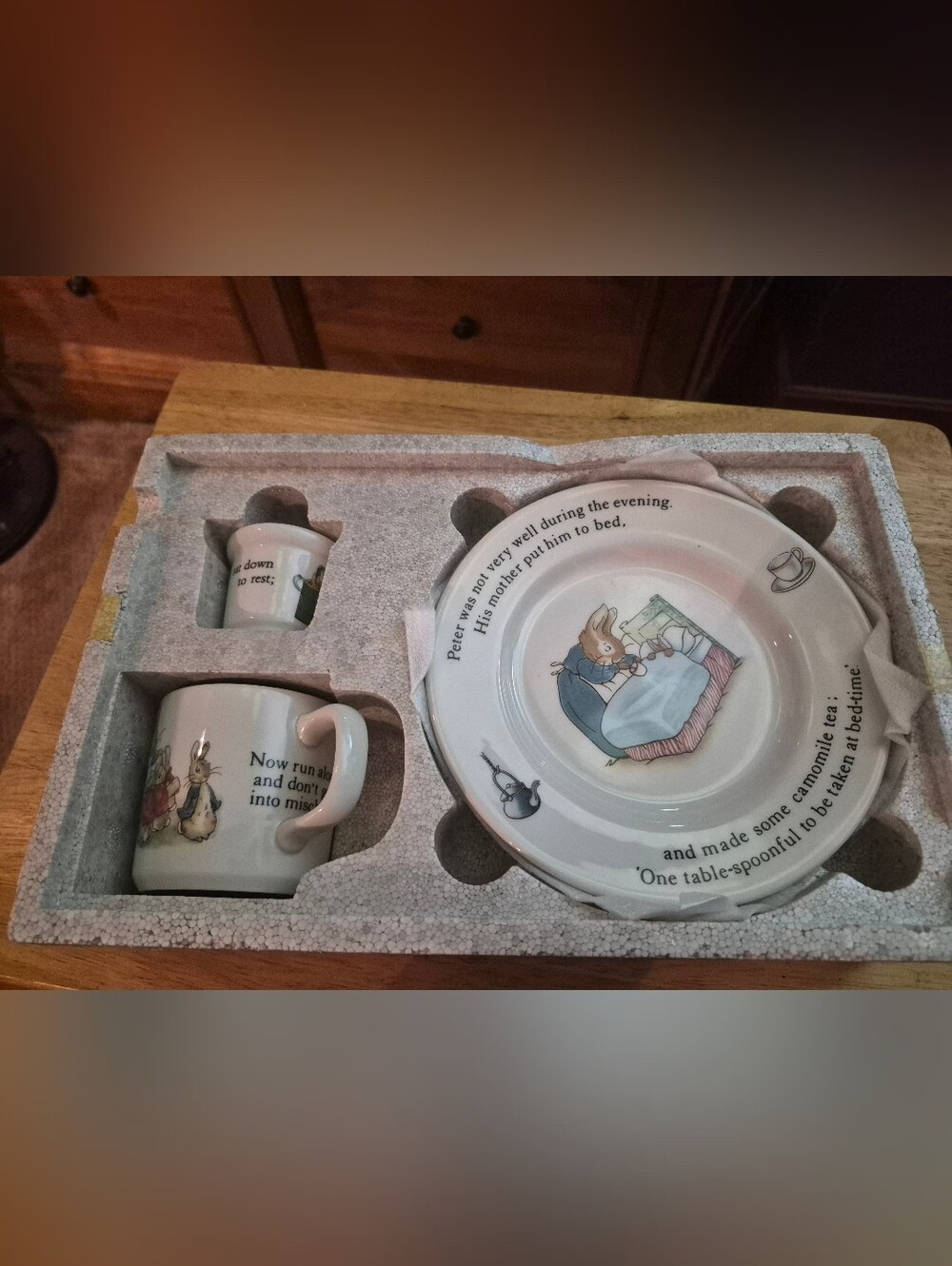 Vintage Wedgwood Peter Rabbit 4pc Child Nursery Set Boxed Rare